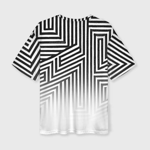 Женская футболка oversize 3D Геометрические узоры гранж с градиентом, цвет 3D печать - фото 2