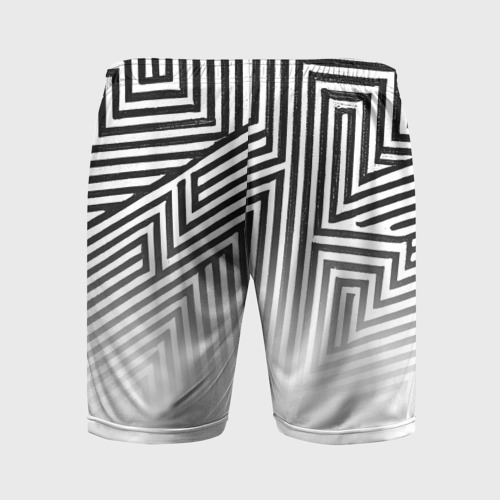 Мужские шорты спортивные Геометрические узоры гранж с градиентом, цвет 3D печать - фото 2