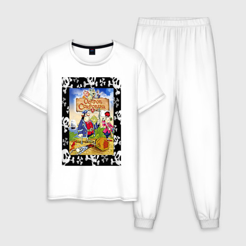 Мужская пижама хлопок с принтом Постер мультфильма остров сокровищ, вид спереди #2