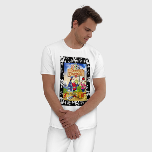 Мужская пижама хлопок с принтом Постер мультфильма остров сокровищ, фото на моделе #1