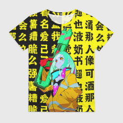 Женская футболка 3D Ребекка с ружьем - Киберпанк аниме