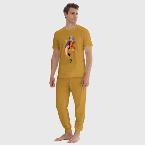 Мужская пижама хлопок с принтом Люси - Киберпанк бегущий по краю, вид сбоку #3