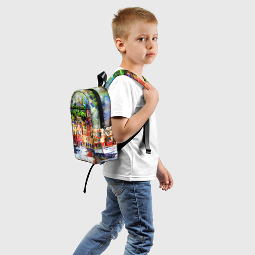 Детский рюкзак 3D с принтом Картина красочный город, вид сзади #1