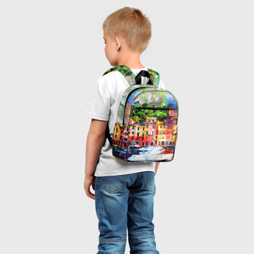 Детский рюкзак 3D с принтом Картина красочный город, фото на моделе #1