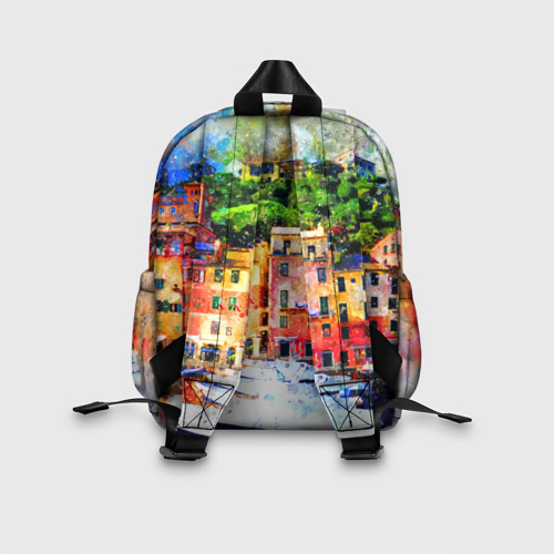 Детский рюкзак 3D с принтом Картина красочный город, вид сзади #2