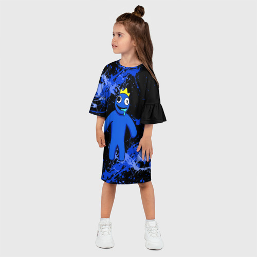 Детское платье 3D Радужные друзья - Синий, цвет 3D печать - фото 3