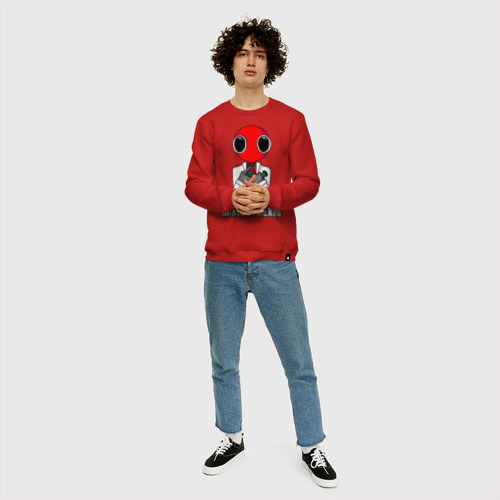 Мужской свитшот хлопок с принтом Радужные друзья - Красный, вид сбоку #3