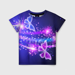 Детская футболка 3D Неоновые бабочки