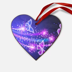 Деревянная игрушка Сердце Неоновые бабочки