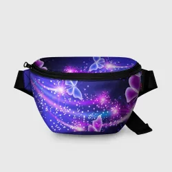 Поясная сумка 3D Неоновые бабочки