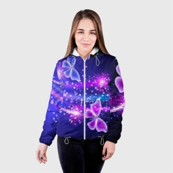 Женская куртка 3D Неоновые бабочки - фото 2