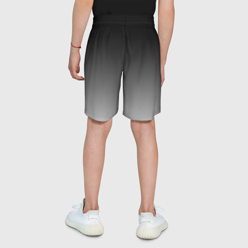 Детские спортивные шорты 3D с принтом Серый градиент, вид сзади #2