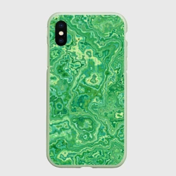 Чехол для iPhone XS Max матовый Текстура: малахит