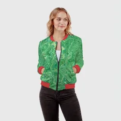 Женский бомбер 3D Текстура: малахит - фото 2