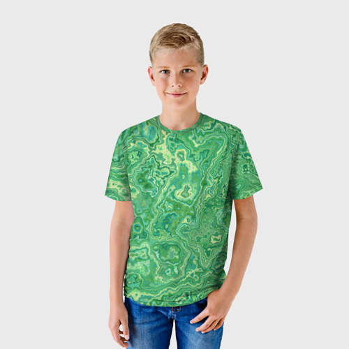 Детская футболка 3D Текстура: малахит, цвет 3D печать - фото 3