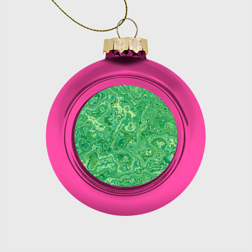 Стеклянный ёлочный шар Текстура: малахит, цвет розовый