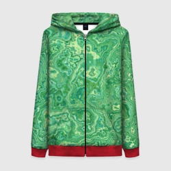 Женская толстовка 3D на молнии Текстура: малахит
