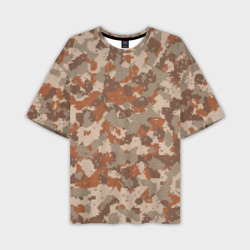 Мужская футболка oversize 3D Цифровой камуфляж - серо-коричневый