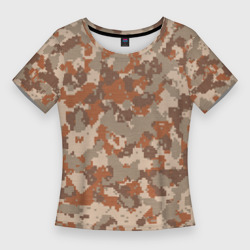 Женская футболка 3D Slim Цифровой камуфляж - серо-коричневый
