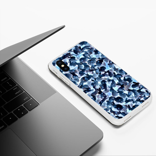 Чехол для iPhone XS Max матовый Новогдние кролики, цвет белый - фото 5