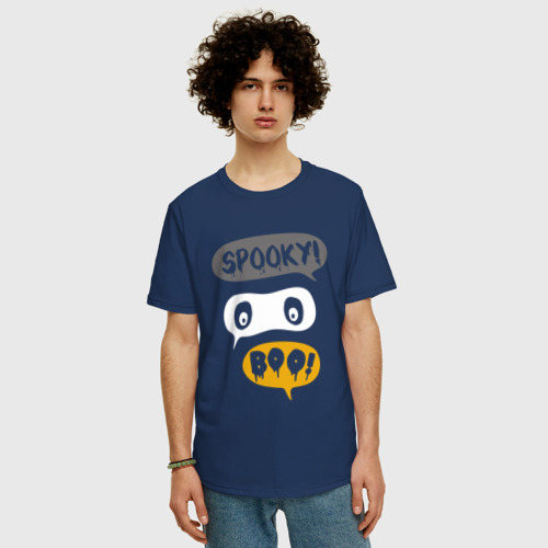 Мужская футболка хлопок Oversize с принтом Диалог приведений, фото на моделе #1