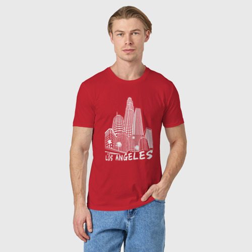 Мужская футболка хлопок с принтом Город Лос Анджелес США, фото на моделе #1