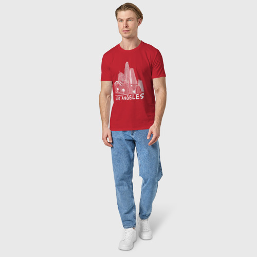 Мужская футболка хлопок с принтом Город Лос Анджелес США, вид сбоку #3