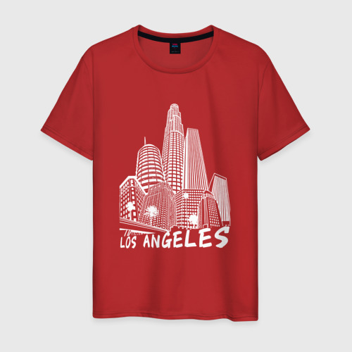 Мужская футболка хлопок с принтом Город Лос Анджелес США, вид спереди #2