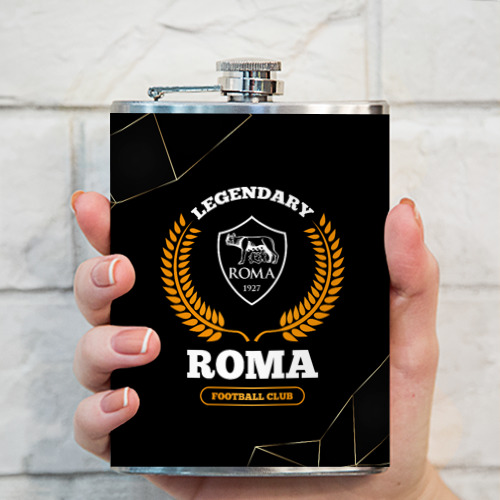 Фляга Лого Roma и надпись legendary football club на темном фоне - фото 3