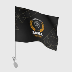 Флаг для автомобиля Лого Roma и надпись legendary football club на темном фоне