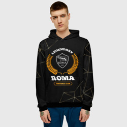 Мужская толстовка 3D Лого Roma и надпись legendary football club на темном фоне - фото 2