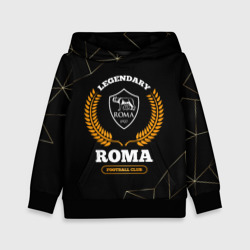 Детская толстовка 3D Лого Roma и надпись legendary football club на темном фоне