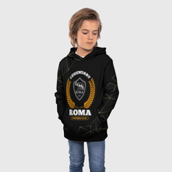 Детская толстовка 3D Лого Roma и надпись legendary football club на темном фоне - фото 2