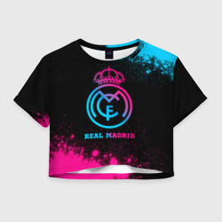 Женская футболка Crop-top 3D Real Madrid - neon gradient