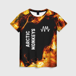 Женская футболка 3D Arctic Monkeys и пылающий огонь