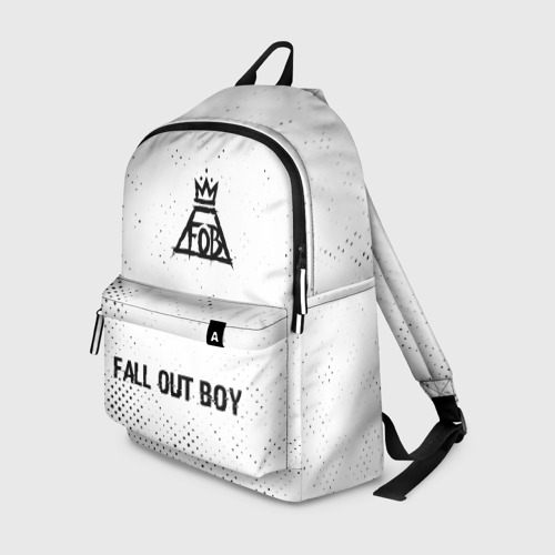Рюкзак 3D с принтом Fall Out Boy glitch на светлом фоне: символ, надпись, вид спереди #2