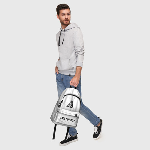 Рюкзак 3D с принтом Fall Out Boy glitch на светлом фоне: символ, надпись, фото #5