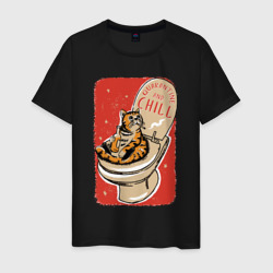 Кот на унитазе – Мужская футболка хлопок с принтом купить со скидкой в -20%