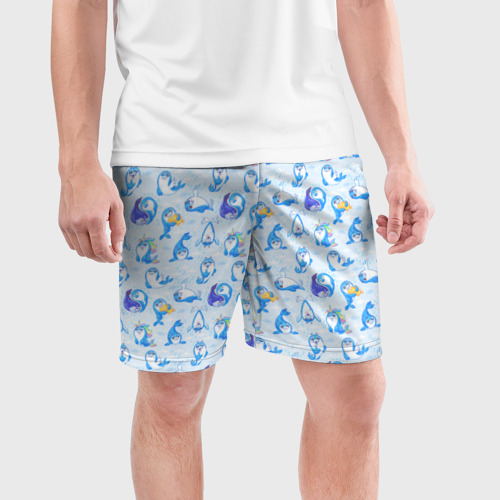Мужские шорты спортивные Тюлени - текстура, цвет 3D печать - фото 3