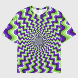 Женская футболка oversize 3D Гипнотические полосы - оптическая иллюзия