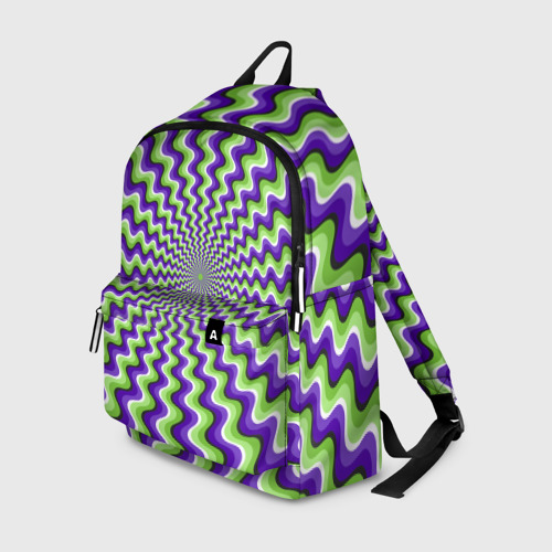 Рюкзак 3D с принтом Гипнотические полосы - оптическая иллюзия, вид спереди #2