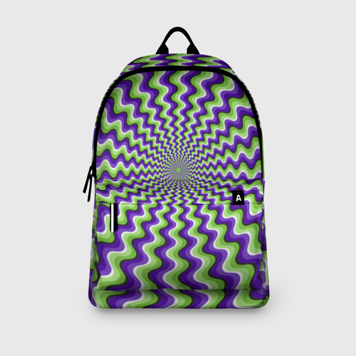 Рюкзак 3D с принтом Гипнотические полосы - оптическая иллюзия, вид сбоку #3