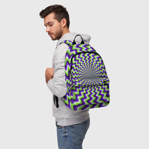 Рюкзак 3D с принтом Гипнотические полосы - оптическая иллюзия, фото на моделе #1