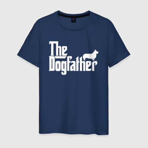 Мужская футболка хлопок The Dogfather корги, цвет темно-синий