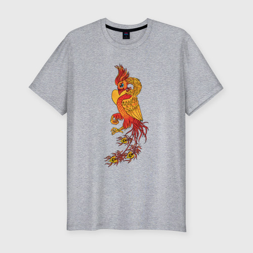 Мужская футболка хлопок Slim Огненный Феникс Символ Возрождения, цвет меланж