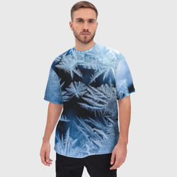 Мужская футболка oversize 3D Морозный узор на стекле - фото 2