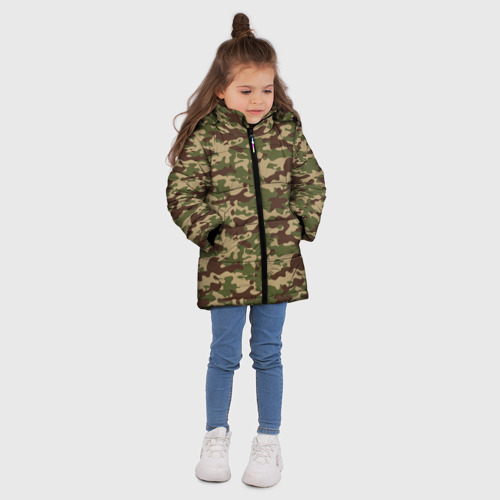 Зимняя куртка для девочек 3D с принтом Камуфляж ВСР-98 Флора, вид сбоку #3