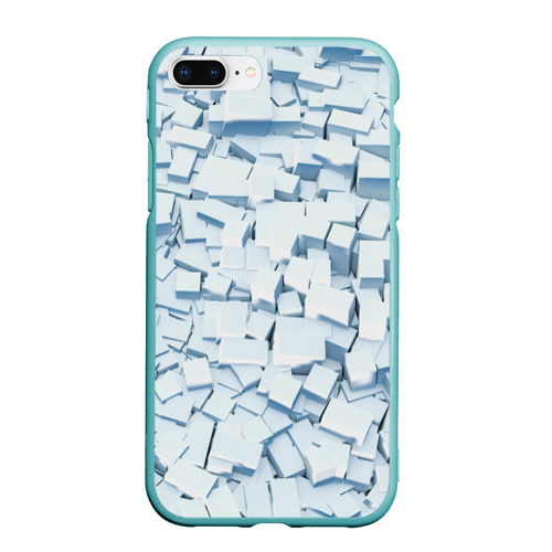 Чехол для iPhone 7Plus/8 Plus матовый с принтом Множество белых кубов в абстракции, вид спереди #2