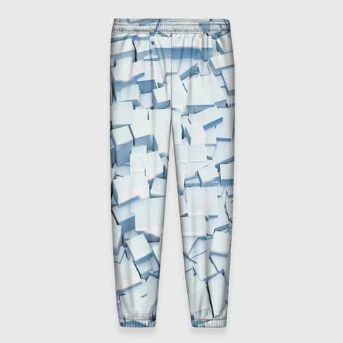 Мужские брюки 3D с принтом Множество белых кубов в абстракции, вид сзади #1