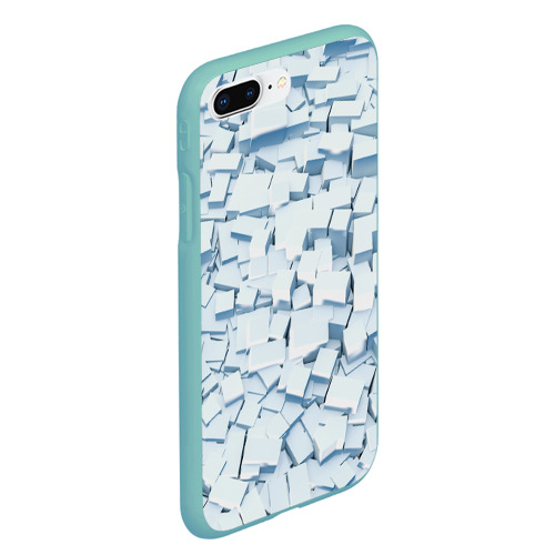 Чехол для iPhone 7Plus/8 Plus матовый с принтом Множество белых кубов в абстракции, вид сбоку #3